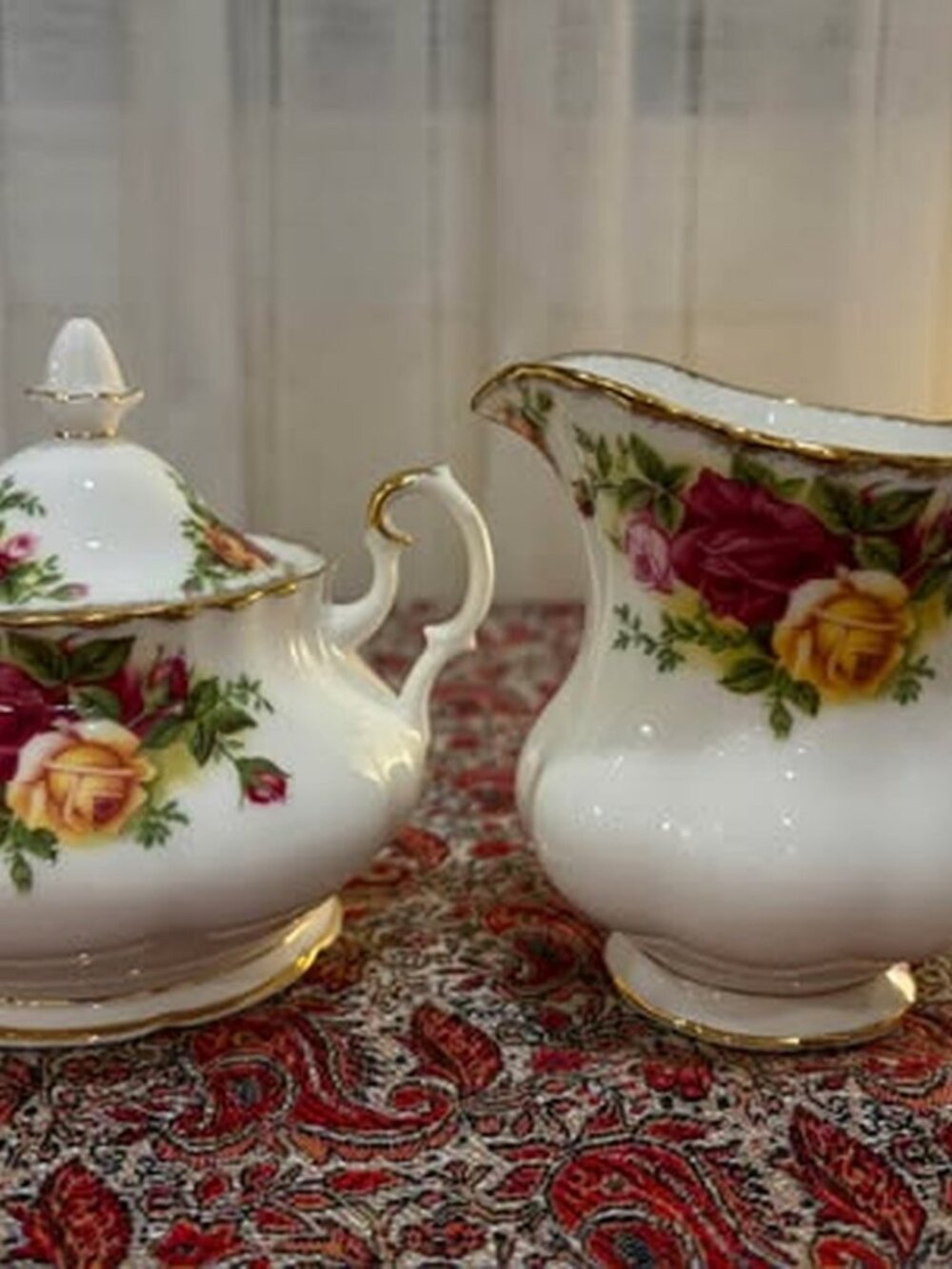Royal Albert Old Country Roses Creamer and Sugar Bowl Set